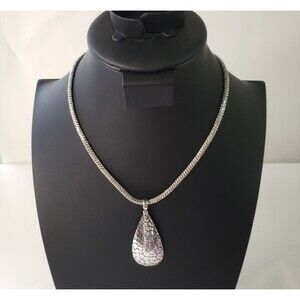 Janice Girardi JGD Sterling Silver Necklace w/Large Pendant Pebbled Teardrop 18"